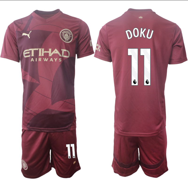 Men 2024-2025 Club Manchester City away red #11 Soccer Jersey->manchester city jersey->Soccer Club Jersey